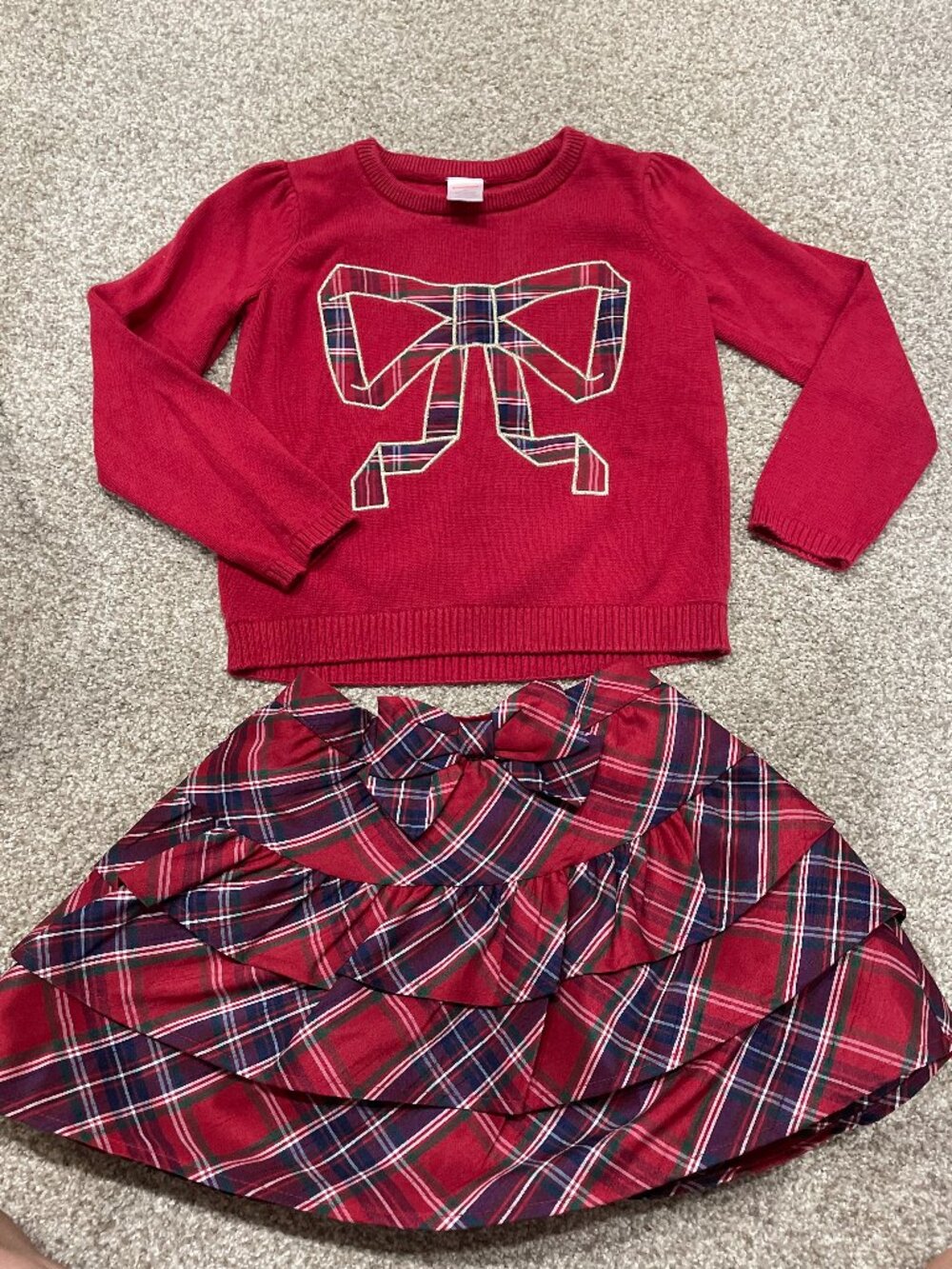Gymboree Red Plaid Christmas Bow Holiday Set Size 6
